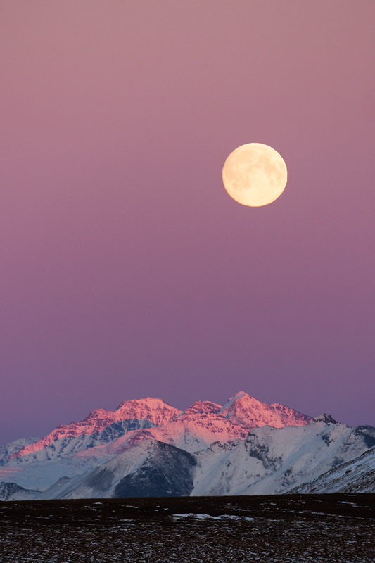 Full moon over Brooks Range - Alaska